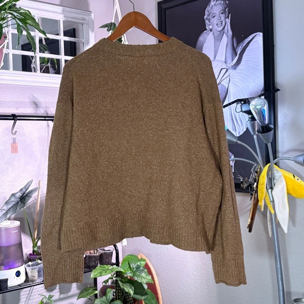 American Eagle Sweater Womens Large Brown Crewneck Marled Knit Pullover Cozy - Picture 5 of 12